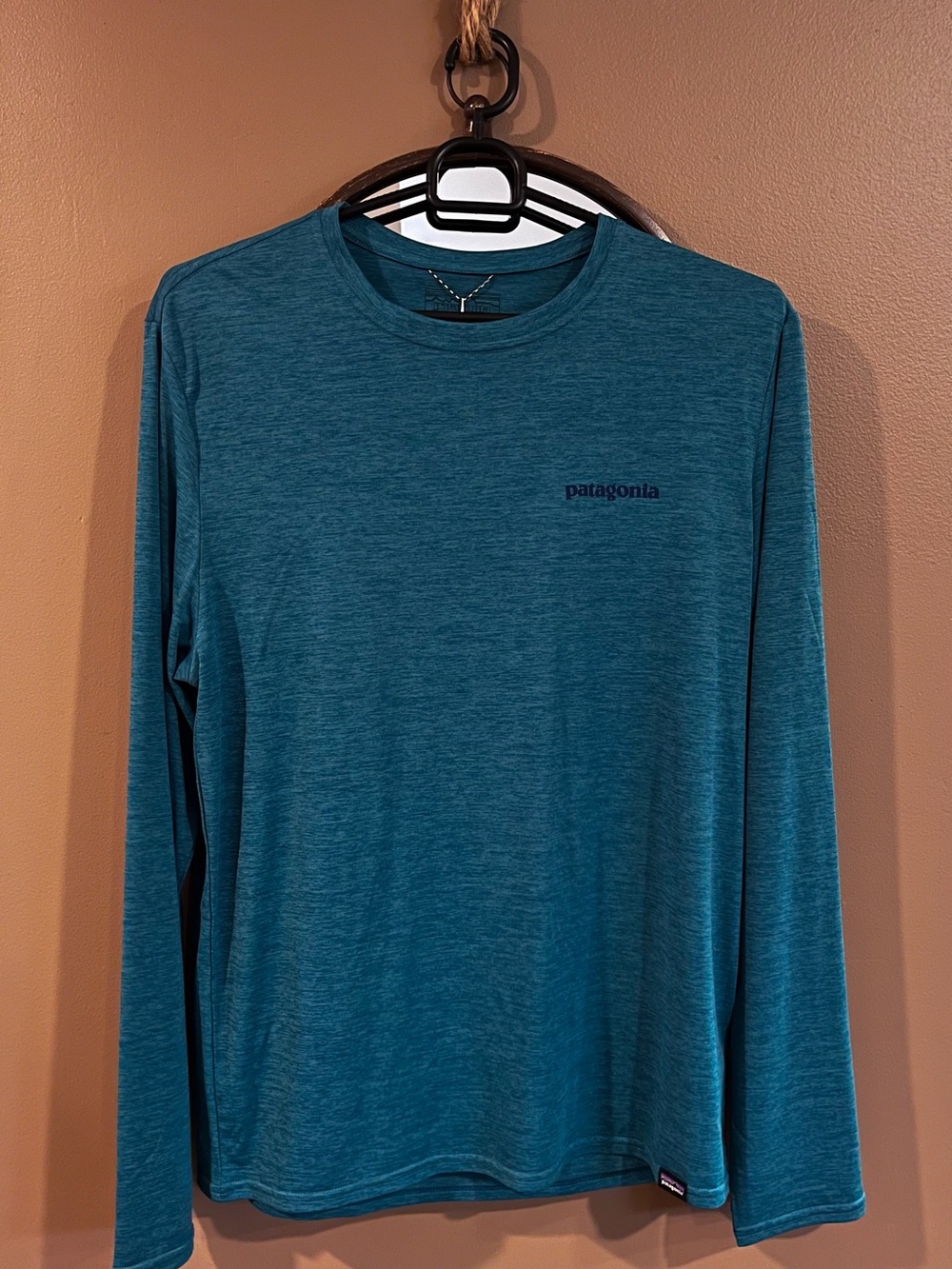 Patagonia Teal Long-Sleeve Crewneck Performance Shirt